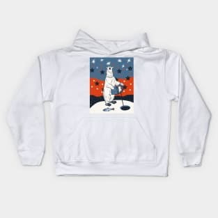 Funny polar bear fishing and reading on the floe Kids Hoodie